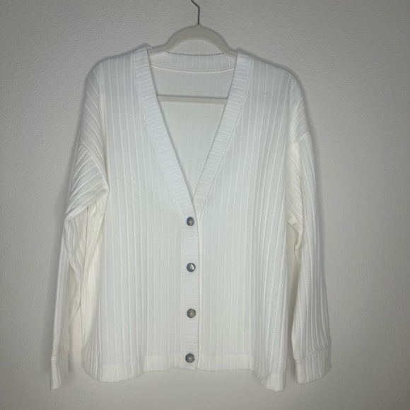 Alo Yoga Ribbed Take Comfort Cardigan Ivory - Picture 5 of 7